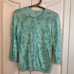Halogen Floral Mint Green Lightweight Sweater Cardigan Size Medium